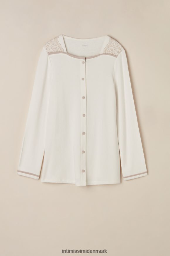 Intimissimi romantisk soveværelse modal med uld knap-down top Kvinder 157j-pulver hvid/antik pink beklædning 8DZ4XJ1589