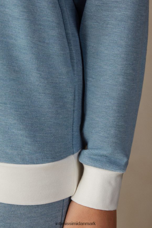 Intimissimi romantisk soveværelse modal med uldtop med kontrastkant Kvinder 145j-lyseblå melange/pulver hvid beklædning 8DZ4XJ1583