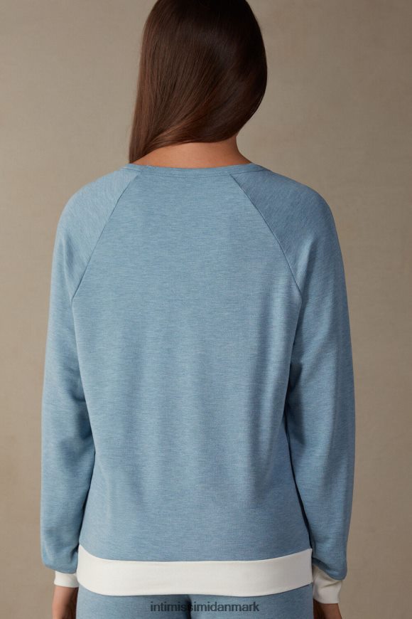 Intimissimi romantisk soveværelse modal med uldtop med kontrastkant Kvinder 145j-lyseblå melange/pulver hvid beklædning 8DZ4XJ1583