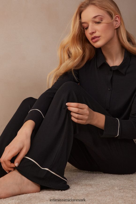 Intimissimi smukke blomster modal bukser i fuld længde Kvinder 9887-sort/elfenben beklædning 8DZ4XJ1657