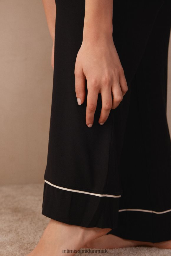 Intimissimi smukke blomster modal bukser i fuld længde Kvinder 9887-sort/elfenben beklædning 8DZ4XJ1657