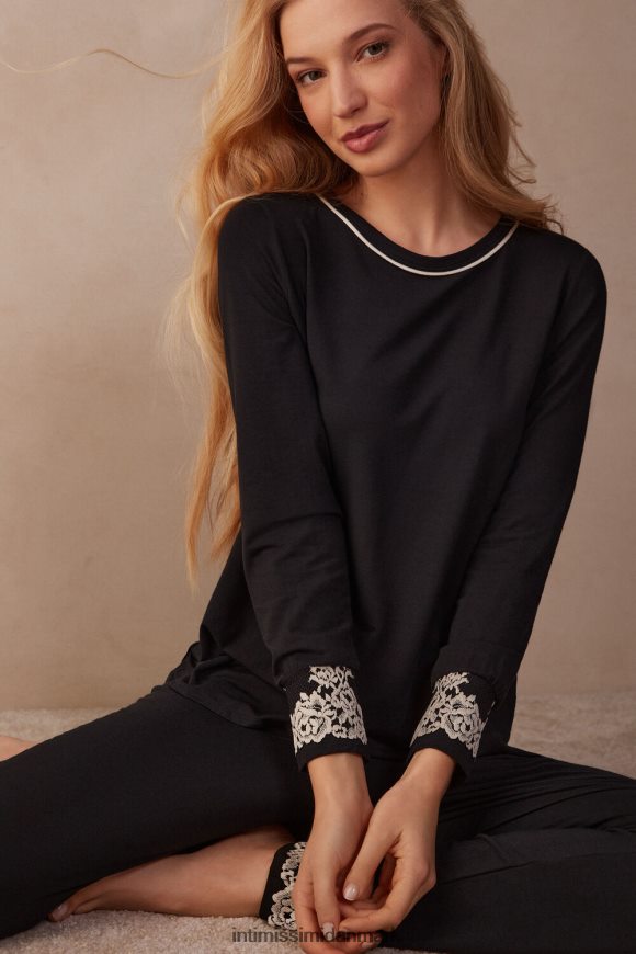 Intimissimi smukke blomster modal top Kvinder 9887-sort/elfenben beklædning 8DZ4XJ1656