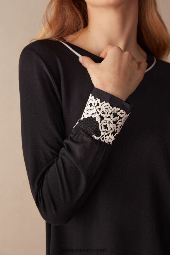 Intimissimi smukke blomster modal top Kvinder 9887-sort/elfenben beklædning 8DZ4XJ1656