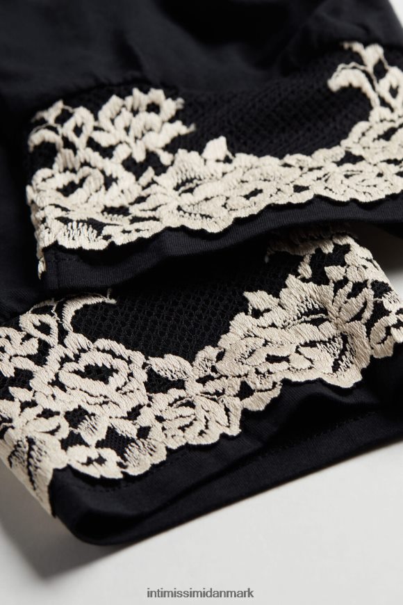 Intimissimi smukke blomster modalbukser i fuld længde med manchetter Kvinder 9887-sort/elfenben beklædning 8DZ4XJ1655