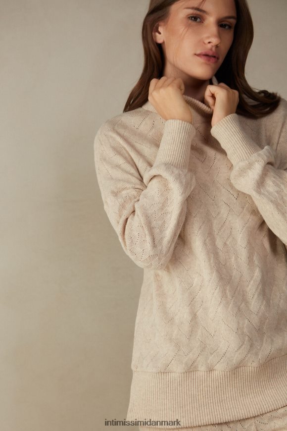Intimissimi vinterflettet jacquard langærmet trøje Kvinder 2106-beige blanding beklædning 8DZ4XJ1610