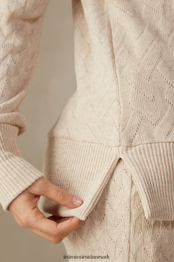 Intimissimi vinterflettet jacquard langærmet trøje Kvinder 2106-beige blanding beklædning 8DZ4XJ1610