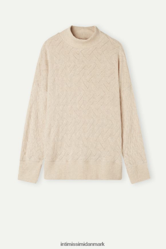 Intimissimi vinterflettet jacquard langærmet trøje Kvinder 2106-beige blanding beklædning 8DZ4XJ1610