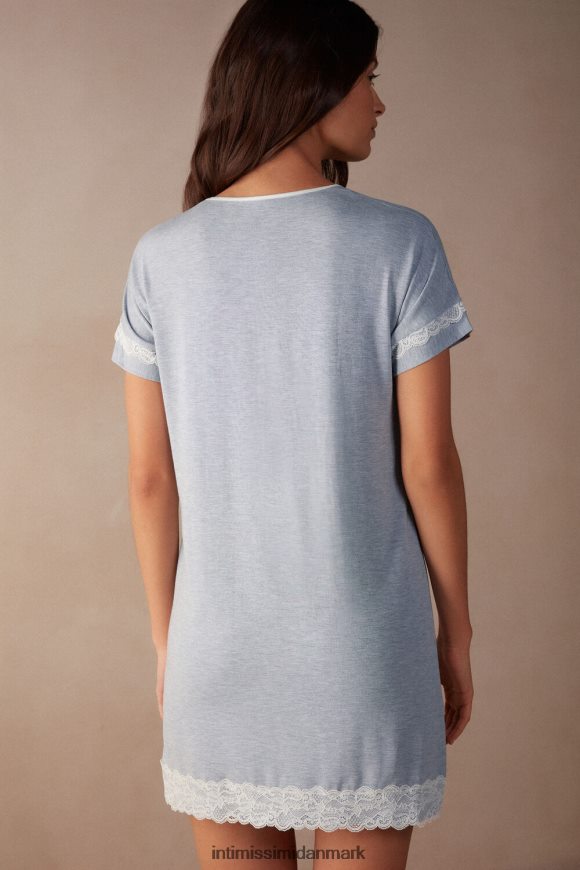 Intimissimi button-down natkjole med blondedetaljer Kvinder 009j-lyseblå melange beklædning 8DZ4XJ1541