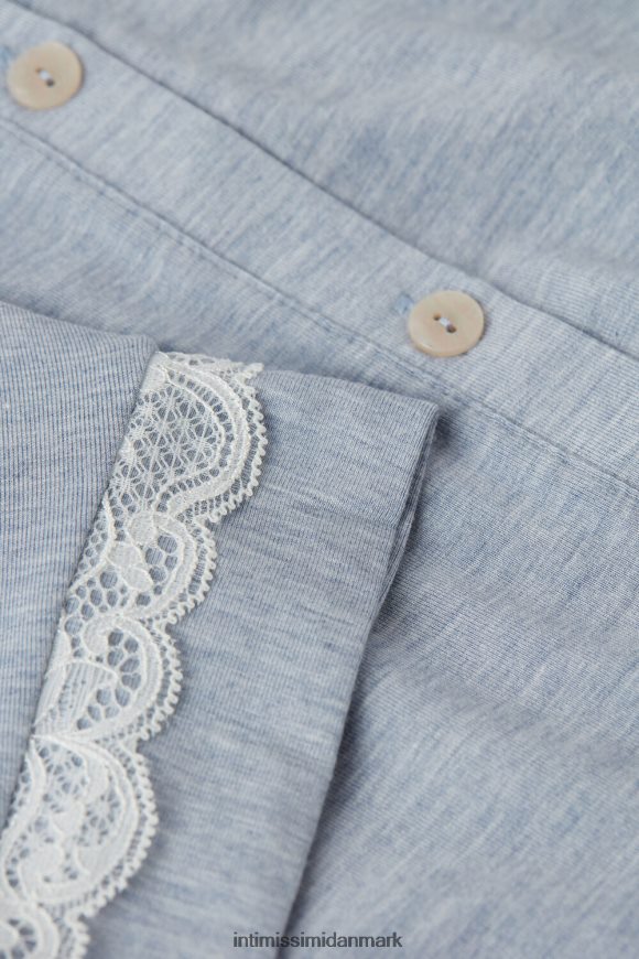 Intimissimi button-down natkjole med blondedetaljer Kvinder 009j-lyseblå melange beklædning 8DZ4XJ1541