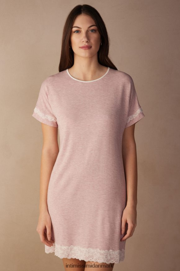 Intimissimi kortærmet natkjole med blondedetaljer Kvinder 008j-lyserød melange beklædning 8DZ4XJ1542