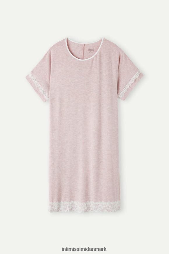 Intimissimi kortærmet natkjole med blondedetaljer Kvinder 008j-lyserød melange beklædning 8DZ4XJ1542