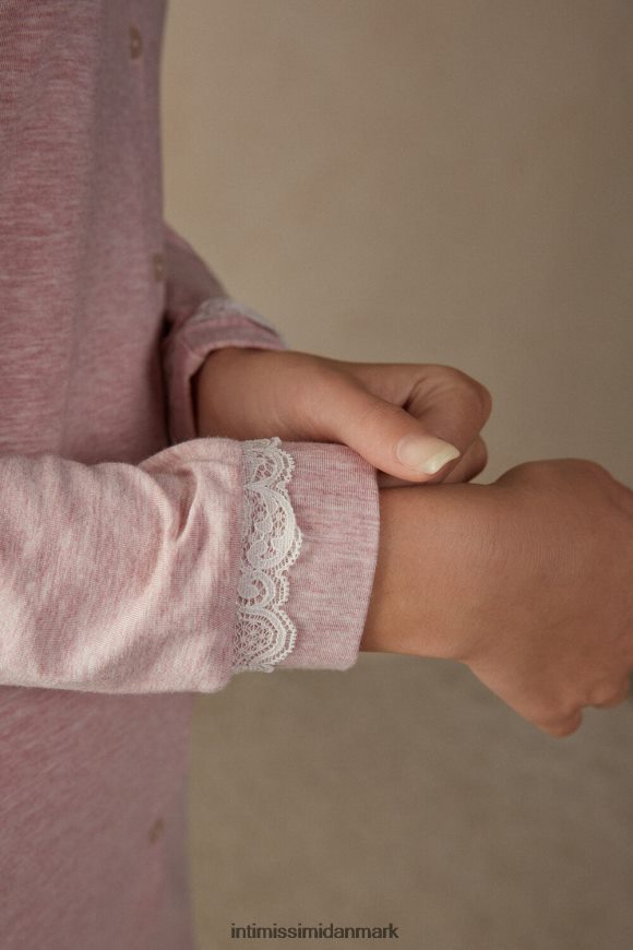 Intimissimi natkjole med knap foran og blondedetaljer Kvinder 008j-lyserød melange beklædning 8DZ4XJ1618