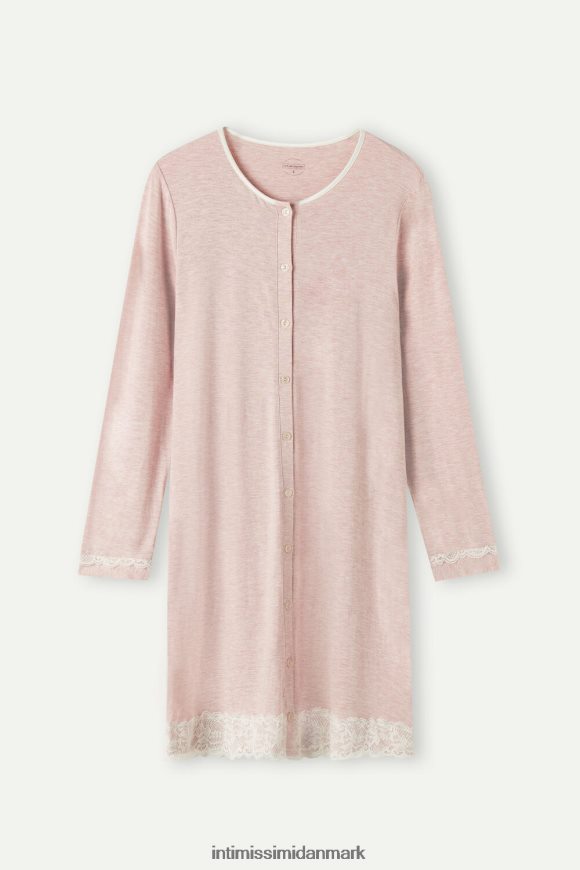 Intimissimi natkjole med knap foran og blondedetaljer Kvinder 008j-lyserød melange beklædning 8DZ4XJ1618