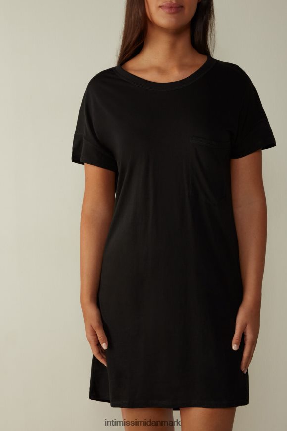 Intimissimi ultrafrisk supima bomulds natkjole Kvinder 019-sort beklædning 8DZ4XJ1659