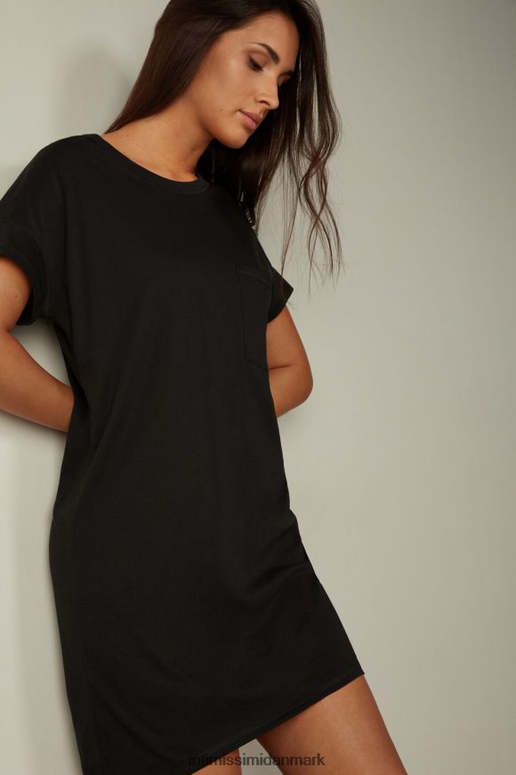 Intimissimi ultrafrisk supima bomulds natkjole Kvinder 019-sort beklædning 8DZ4XJ1659