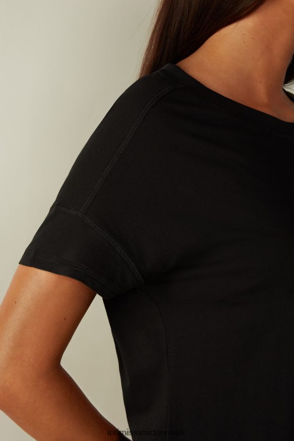 Intimissimi ultrafrisk supima bomulds natkjole Kvinder 019-sort beklædning 8DZ4XJ1659