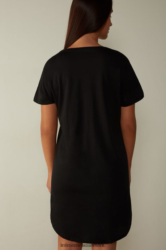 Intimissimi ultrafrisk supima bomulds natkjole Kvinder 019-sort beklædning 8DZ4XJ1659