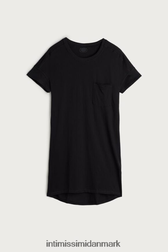 Intimissimi ultrafrisk supima bomulds natkjole Kvinder 019-sort beklædning 8DZ4XJ1659