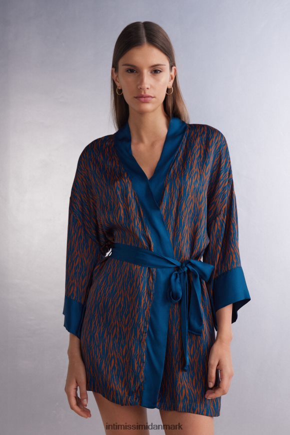 Intimissimi go animalier viskose satin kimono Kvinder 351j-st.go animalier lyscinn/blå beklædning 8DZ4XJ1490