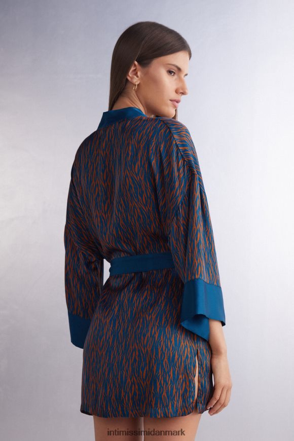 Intimissimi go animalier viskose satin kimono Kvinder 351j-st.go animalier lyscinn/blå beklædning 8DZ4XJ1490