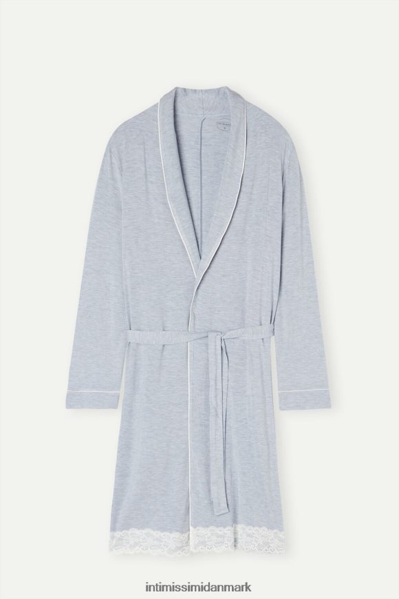 Intimissimi modal robe med blonde detalje Kvinder 009j-lyseblå melange beklædning 8DZ4XJ1604