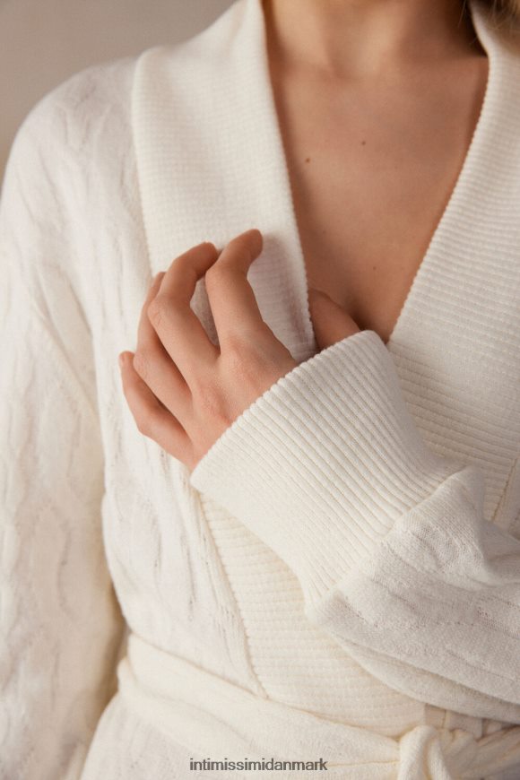 Intimissimi tabt i felter kabelstrikket morgenkåbe Kvinder 232j-pulver hvid beklædning 8DZ4XJ1567