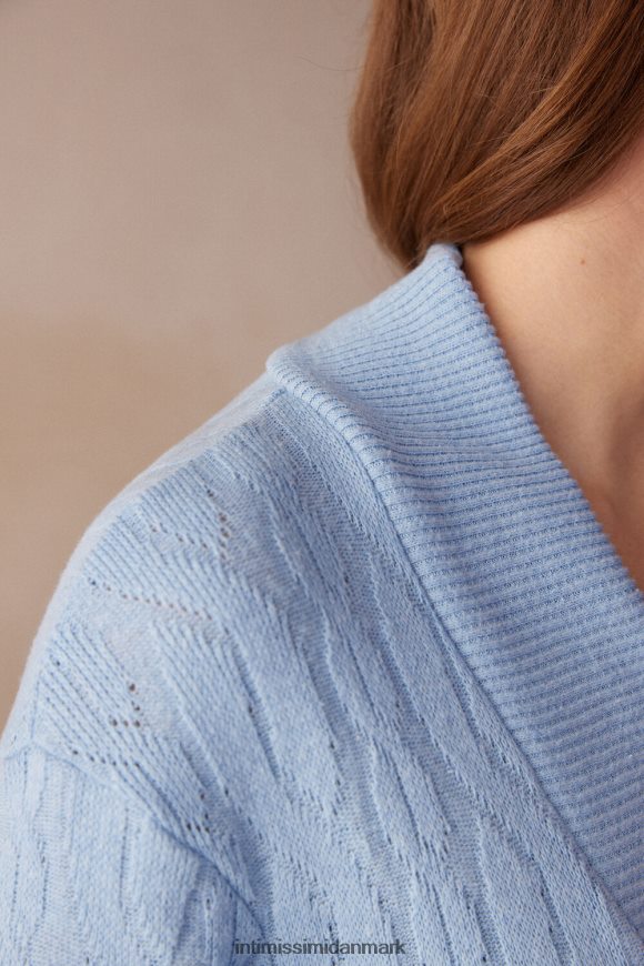 Intimissimi tabt i felter kabelstrikket morgenkåbe Kvinder 7493-lyseblå beklædning 8DZ4XJ1566