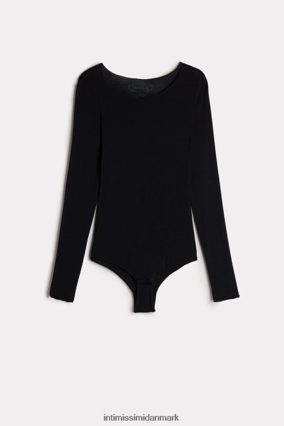 Intimissimi langærmet body i modal og kashmir Kvinder 019-sort beklædning 8DZ4XJ1451