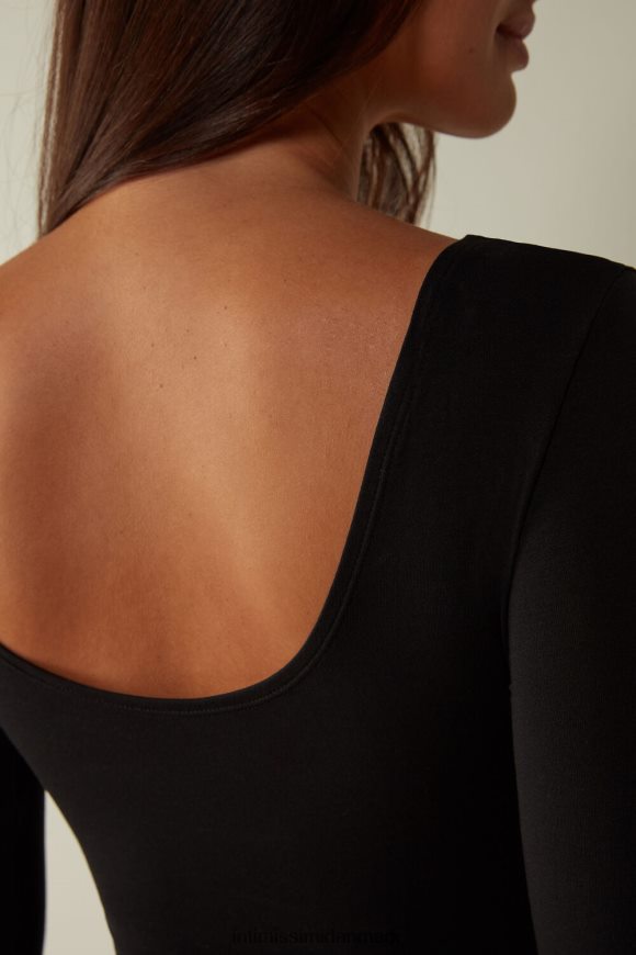 Intimissimi langærmet modal bodysuit med scoop-nakke Kvinder 019-sort beklædning 8DZ4XJ1465