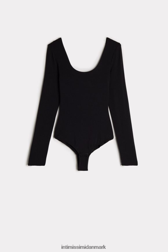 Intimissimi langærmet modal bodysuit med scoop-nakke Kvinder 019-sort beklædning 8DZ4XJ1465