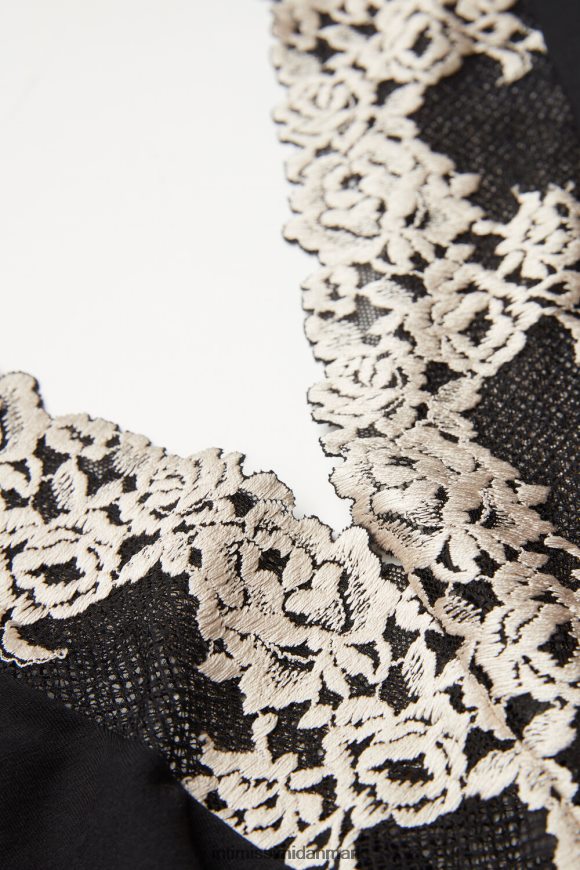 Intimissimi smukke blomster v-hals krop Kvinder 9887-sort/elfenben beklædning 8DZ4XJ1377