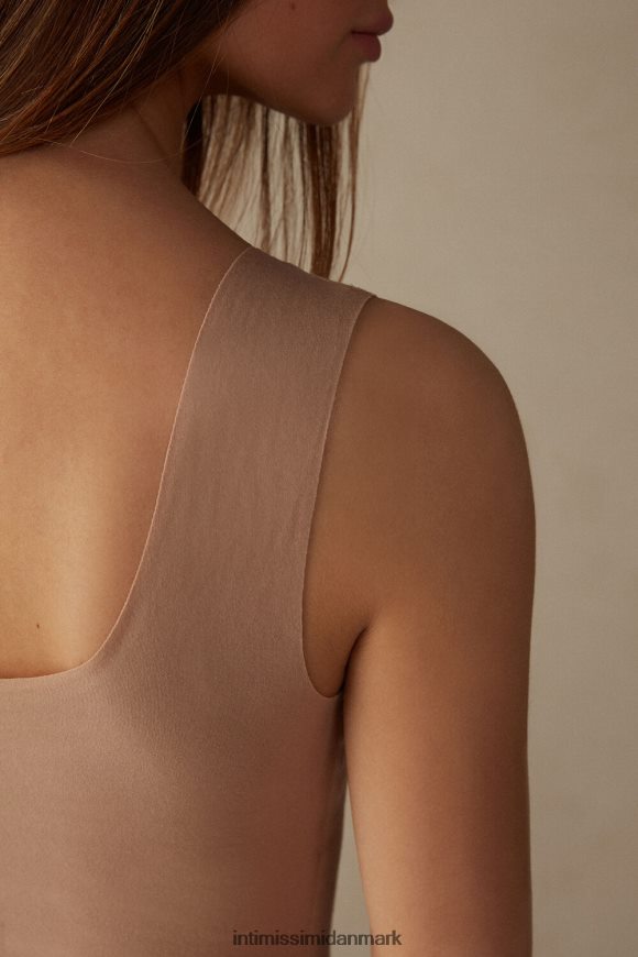 Intimissimi supima bodysuit i bomuld med rund hals Kvinder 044-blød beige beklædning 8DZ4XJ1426
