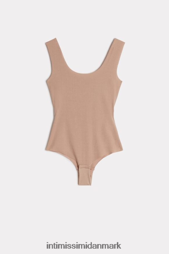 Intimissimi supima bodysuit i bomuld med rund hals Kvinder 044-blød beige beklædning 8DZ4XJ1426