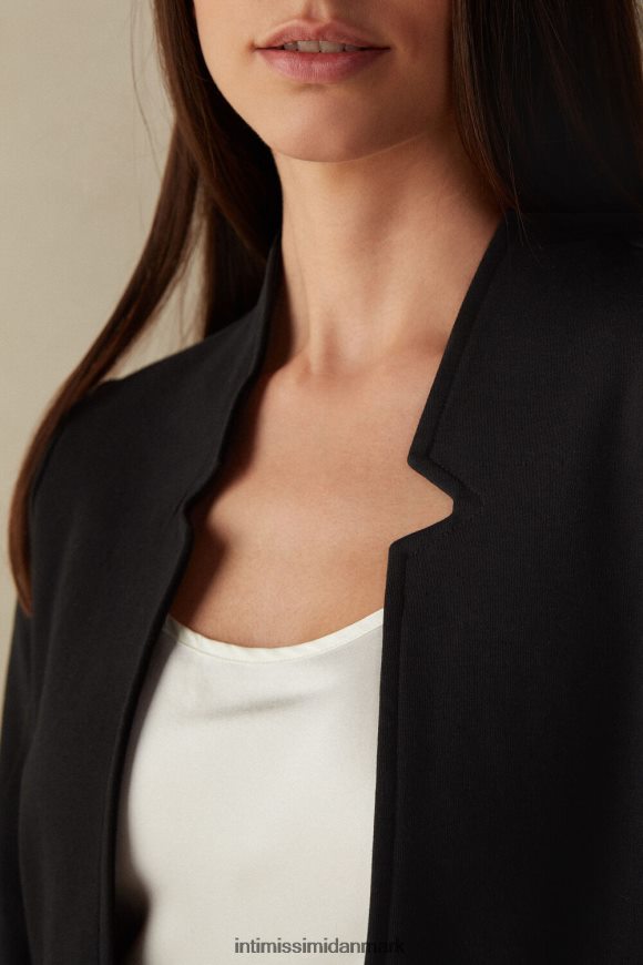 Intimissimi langærmet interlock cardigan i bomuld Kvinder 019-sort beklædning 8DZ4XJ1424
