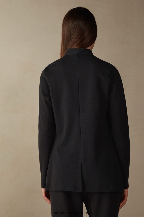 Intimissimi langærmet interlock cardigan i bomuld Kvinder 019-sort beklædning 8DZ4XJ1424