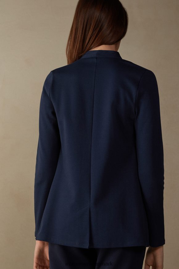 Intimissimi langærmet interlock cardigan i bomuld Kvinder 1467-intens blå beklædning 8DZ4XJ1423