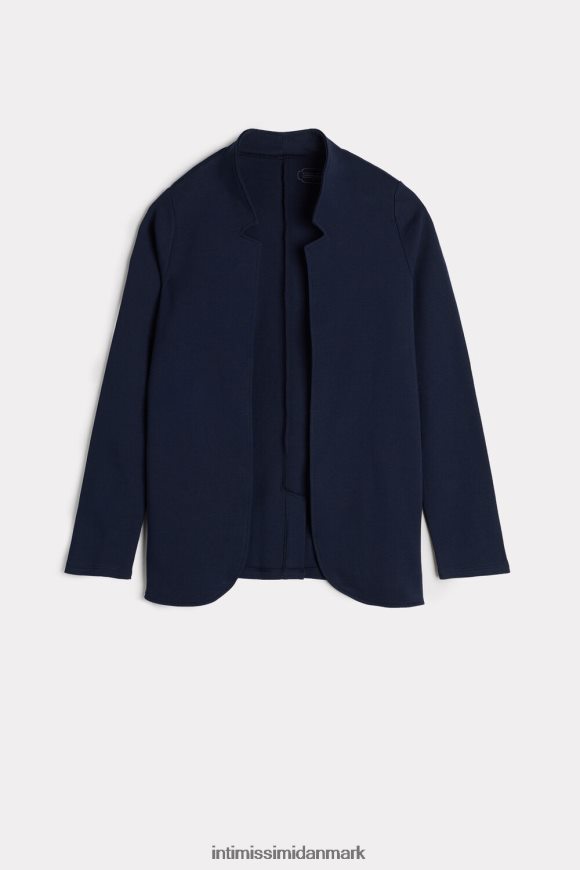 Intimissimi langærmet interlock cardigan i bomuld Kvinder 1467-intens blå beklædning 8DZ4XJ1423