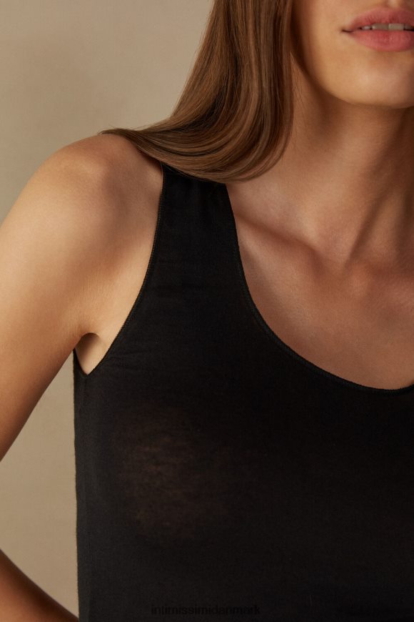 Intimissimi modal kashmir ultralet top med bred skulder Kvinder 019-sort beklædning 8DZ4XJ1452