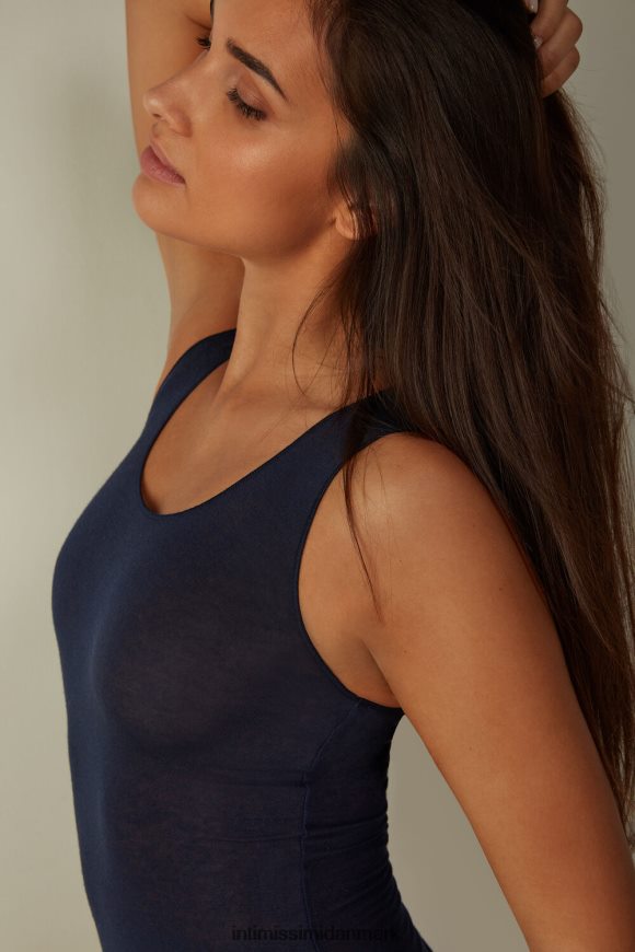 Intimissimi modal kashmir ultralet top med bred skulder Kvinder 1467-intens blå beklædning 8DZ4XJ1436