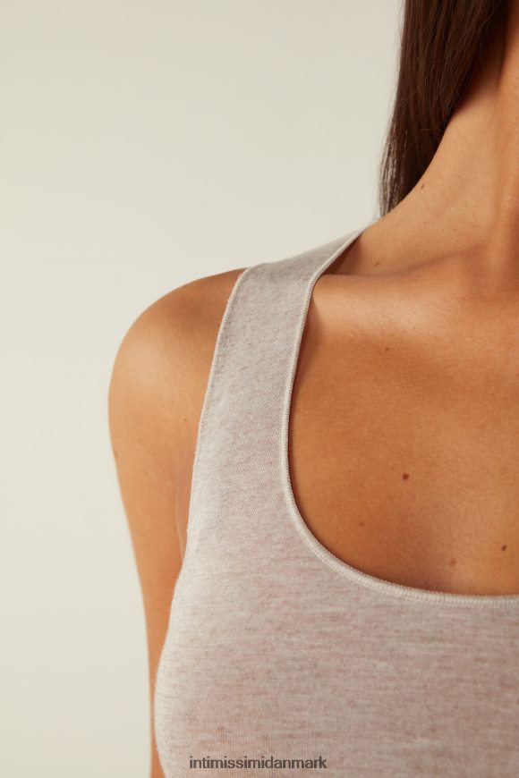 Intimissimi modal kashmir ultralet top med bred skulder Kvinder 7525-skal beige melange beklædning 8DZ4XJ1449