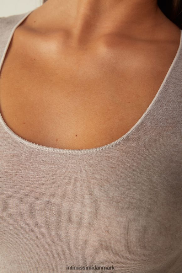 Intimissimi modal kashmir ultralet top med bred skulder Kvinder 7525-skal beige melange beklædning 8DZ4XJ1449