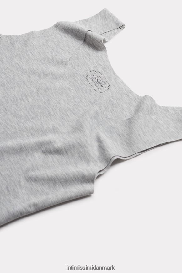 Intimissimi raw-edge rundhalset supima bomuldsvest top Kvinder 031-lysegrå melange beklædning 8DZ4XJ1414