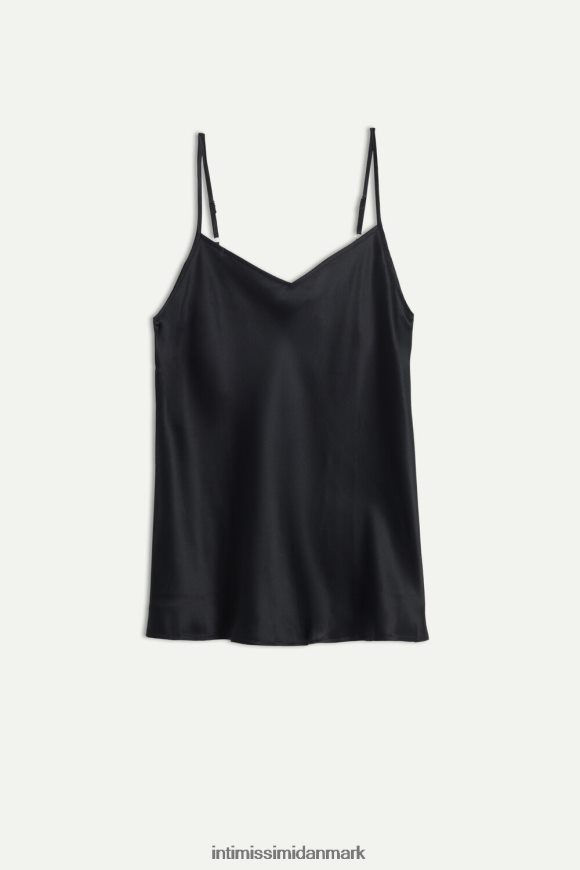 Intimissimi silke satin top med v-hals Kvinder 019-sort beklædning 8DZ4XJ1396