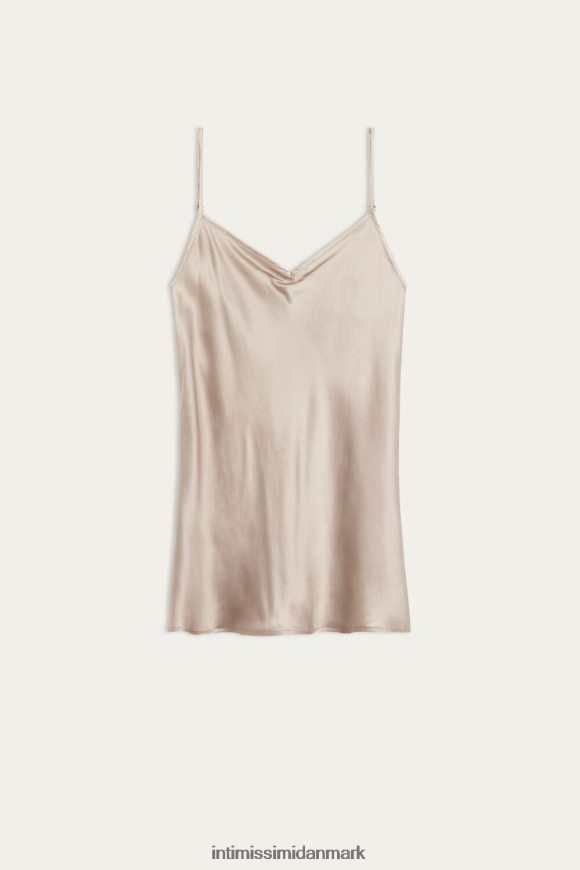 Intimissimi silke satin top med v-hals Kvinder 651i-pulver beige beklædning 8DZ4XJ1393