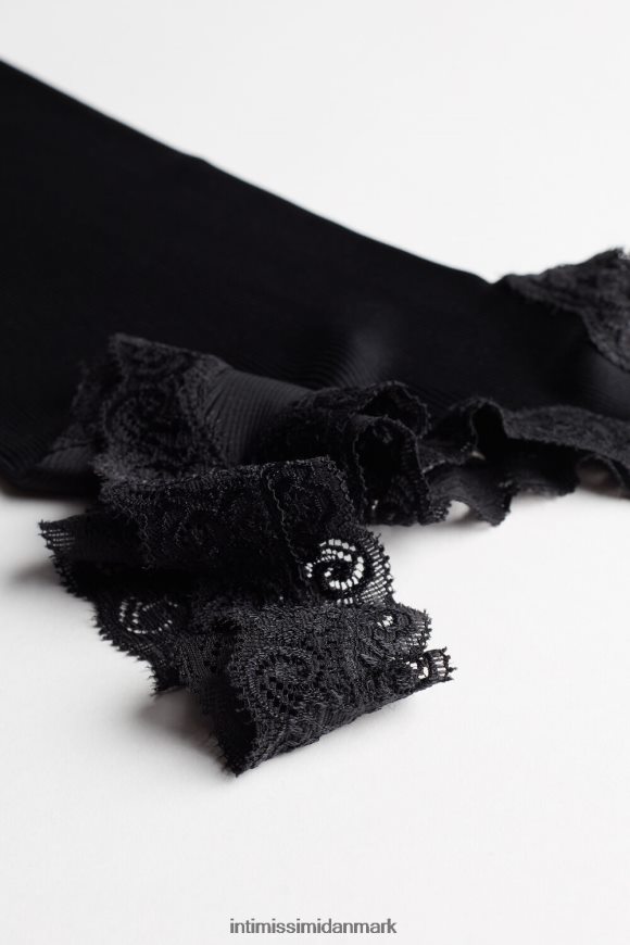 Intimissimi silke top med blonde halsudskæring Kvinder 019-sort beklædning 8DZ4XJ1476