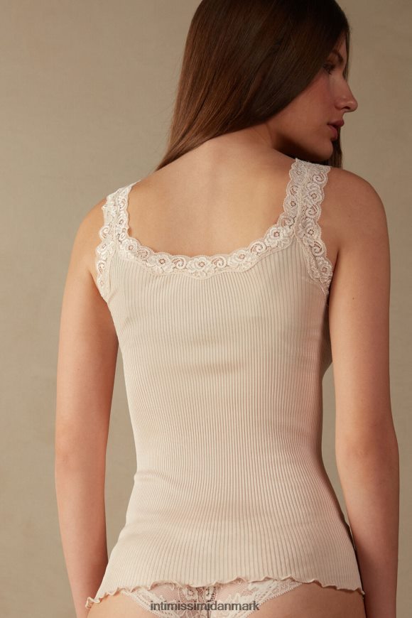 Intimissimi silke top med blonde halsudskæring Kvinder 2280-lyserød silke beklædning 8DZ4XJ1474