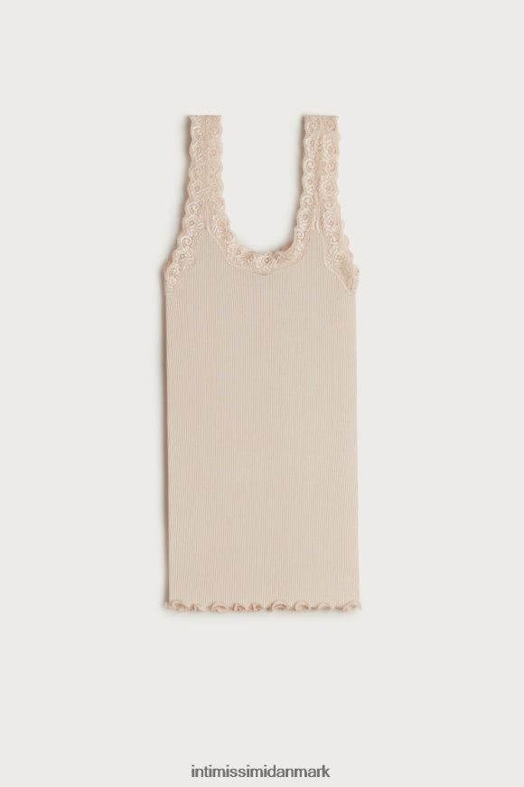 Intimissimi silke top med blonde halsudskæring Kvinder 2280-lyserød silke beklædning 8DZ4XJ1474