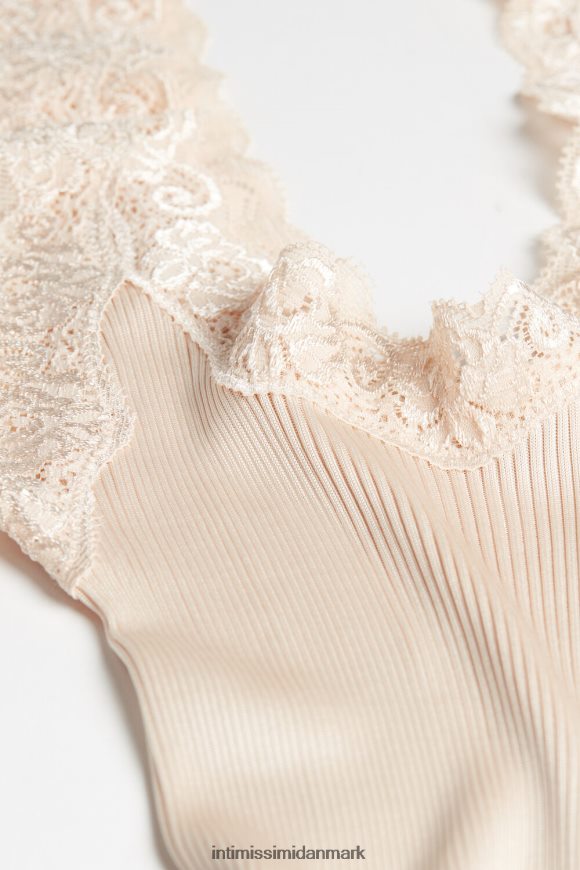 Intimissimi silke top med blonde halsudskæring Kvinder 2280-lyserød silke beklædning 8DZ4XJ1474