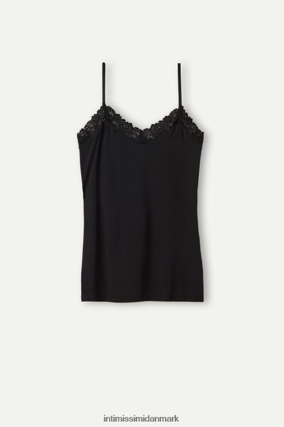 Intimissimi smukke blomster modal top Kvinder 019-sort beklædning 8DZ4XJ1388