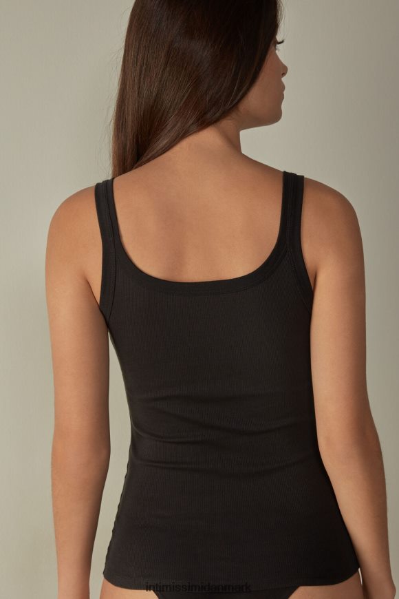 Intimissimi supima bomuld racer vest top Kvinder 019-sort beklædning 8DZ4XJ1461